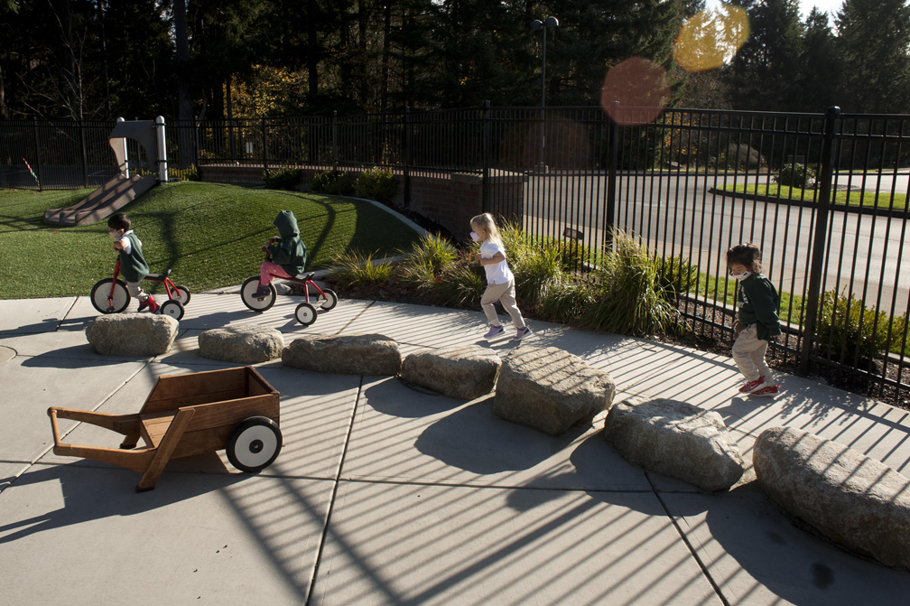 Preschool students on the playground